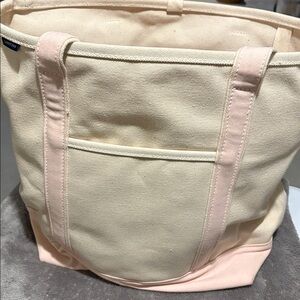 Lands' End open top pink and beige Tote